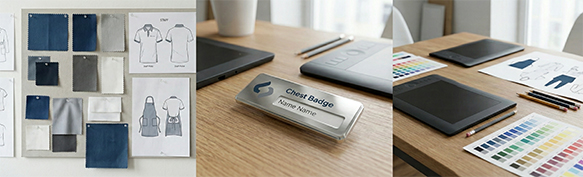 طراحی گرافیک فرم یکدست کارکنان و بج سینه